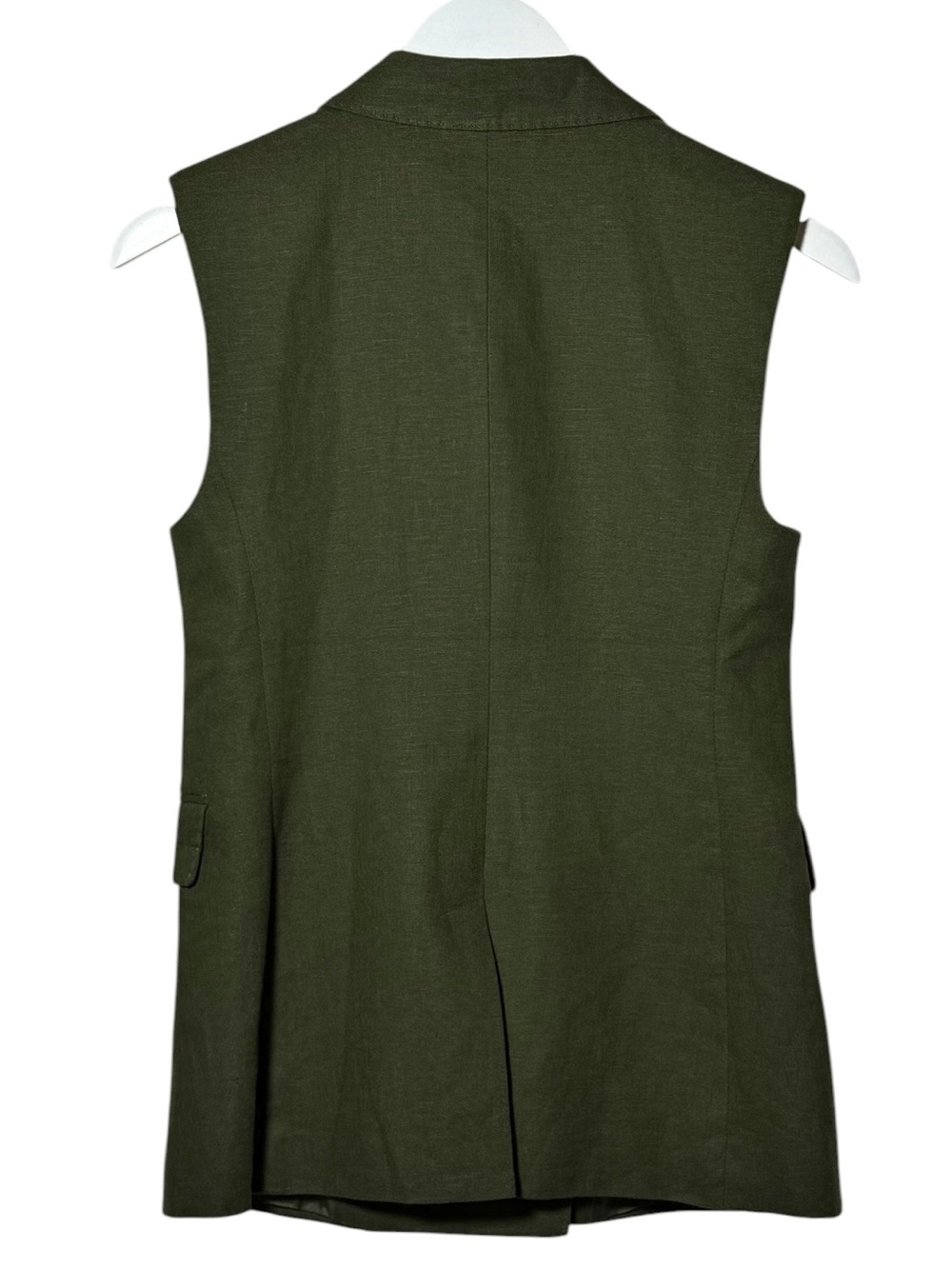 Banana Republic Palma Linen Vest Camo Green NWT Size 00 Petite - Picture 5 of 7